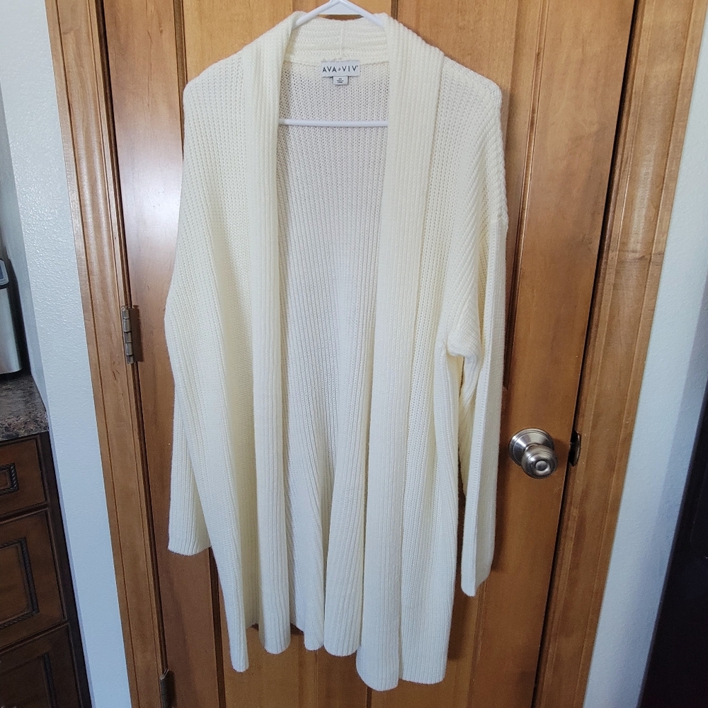 Ava & Viv Women's Cream Cardigan Sweater